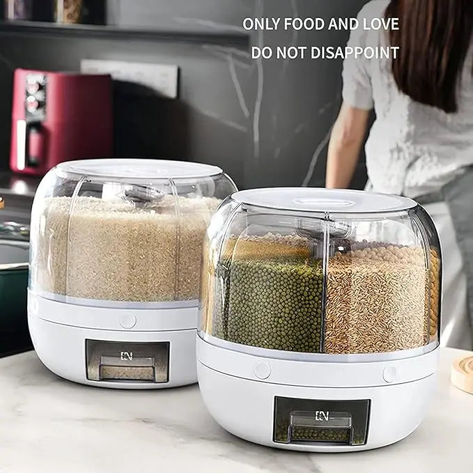 360° Rotating 6-Grid Grain Storage Dispenser