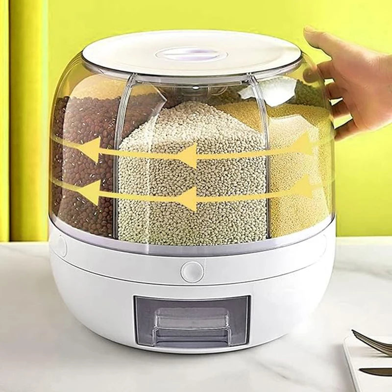 360° Rotating 6-Grid Grain Storage Dispenser