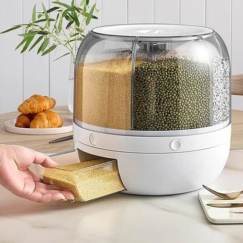 360° Rotating 6-Grid Grain Storage Dispenser