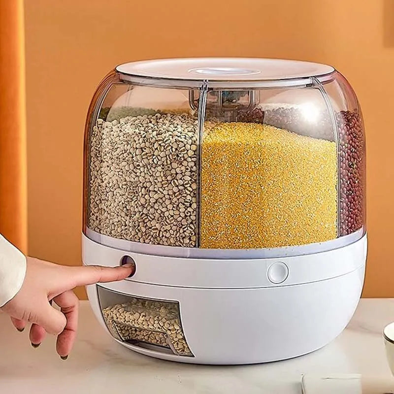 360° Rotating 6-Grid Grain Storage Dispenser