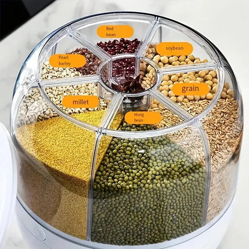 360° Rotating 6-Grid Grain Storage Dispenser