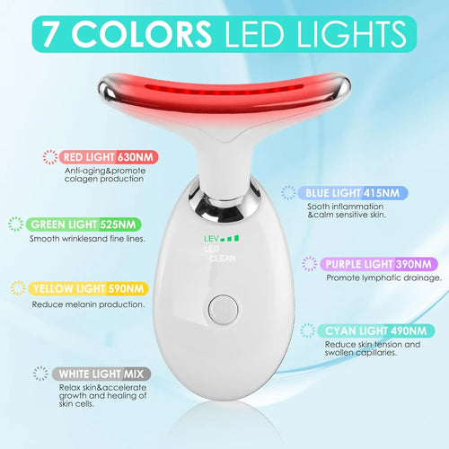 7-Color LED Red Light Facial Massager Wand for Face & Neck