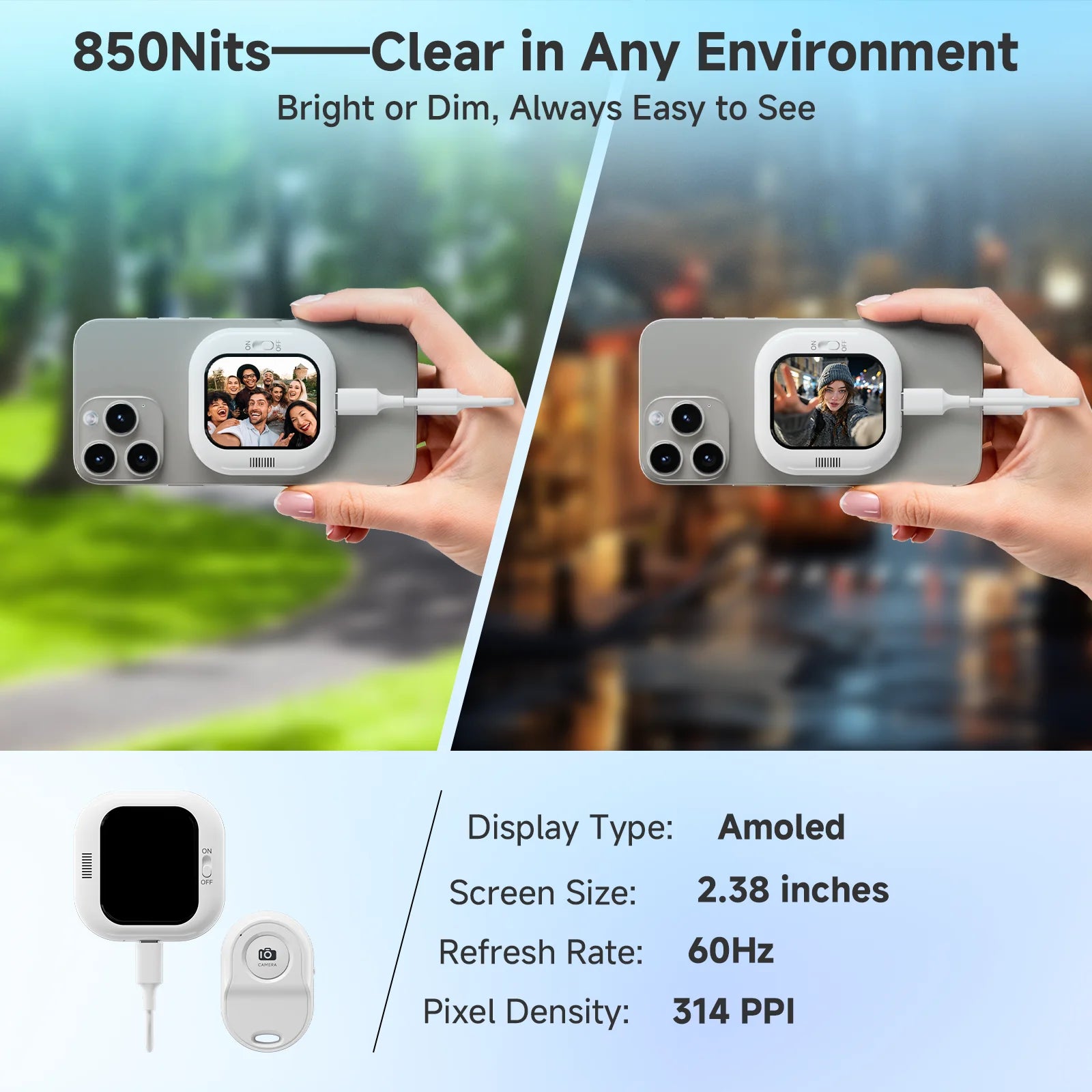 Mini Phone Selfie Display Screen for Rear Camera Vlogging