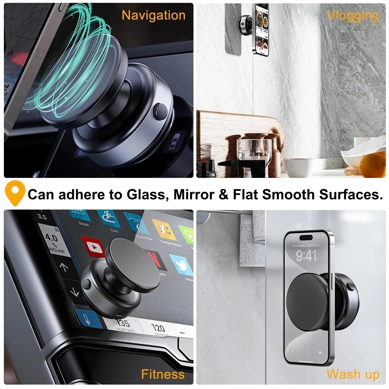 Magnetic Suction Cup Phone Mount (Vacuum Adsorption)