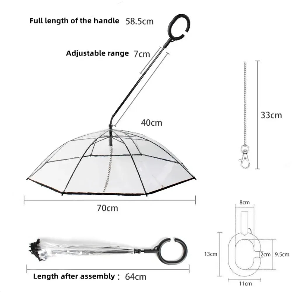 Transparent Pet Umbrella for Dogs with Detachable Leash