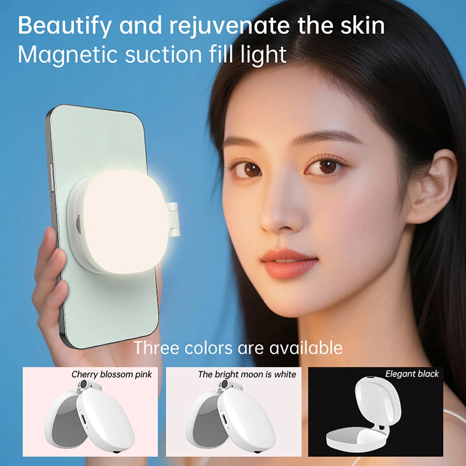 Magnetic Selfie Fill Light with Makeup Mirror
