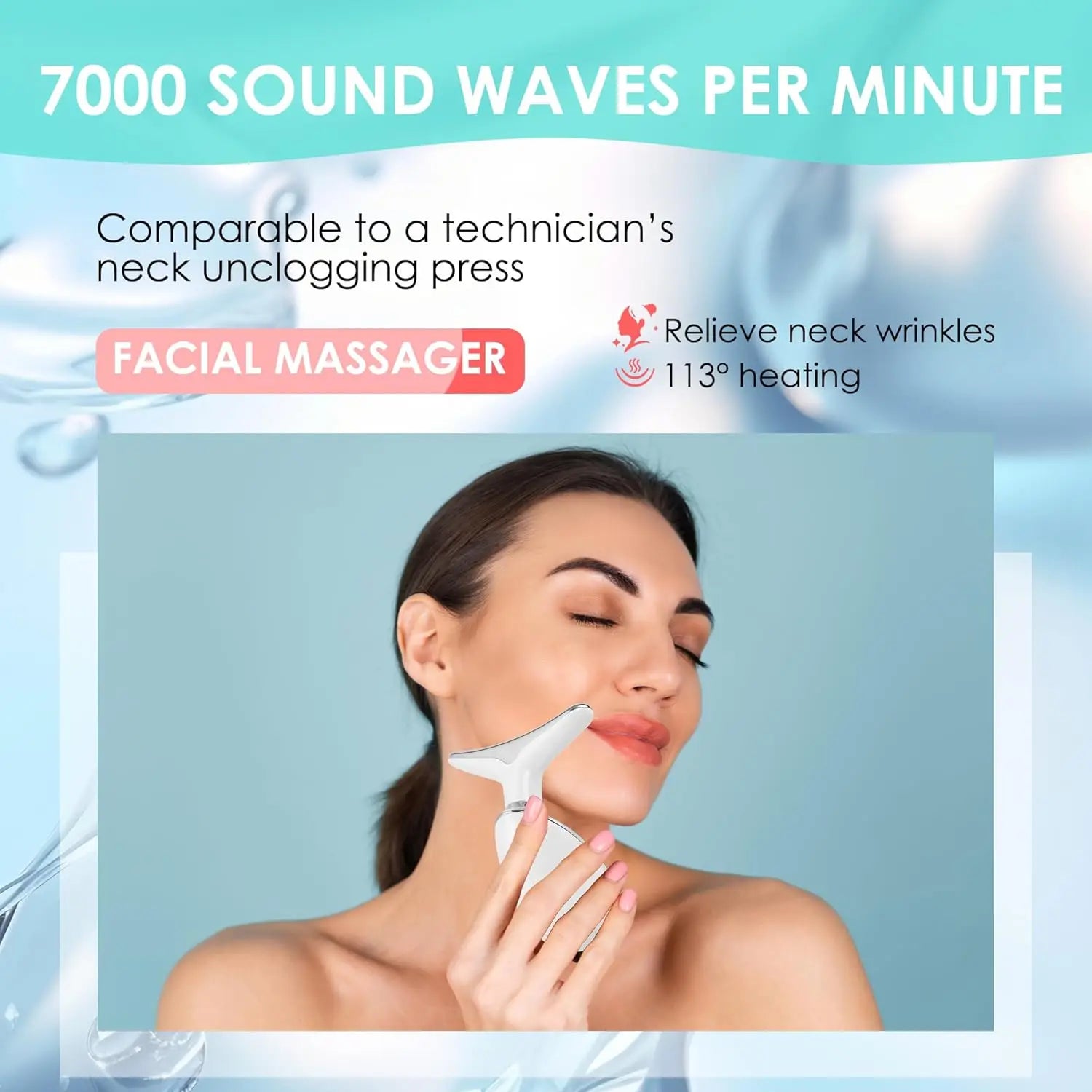 7-Color LED Red Light Facial Massager Wand for Face & Neck