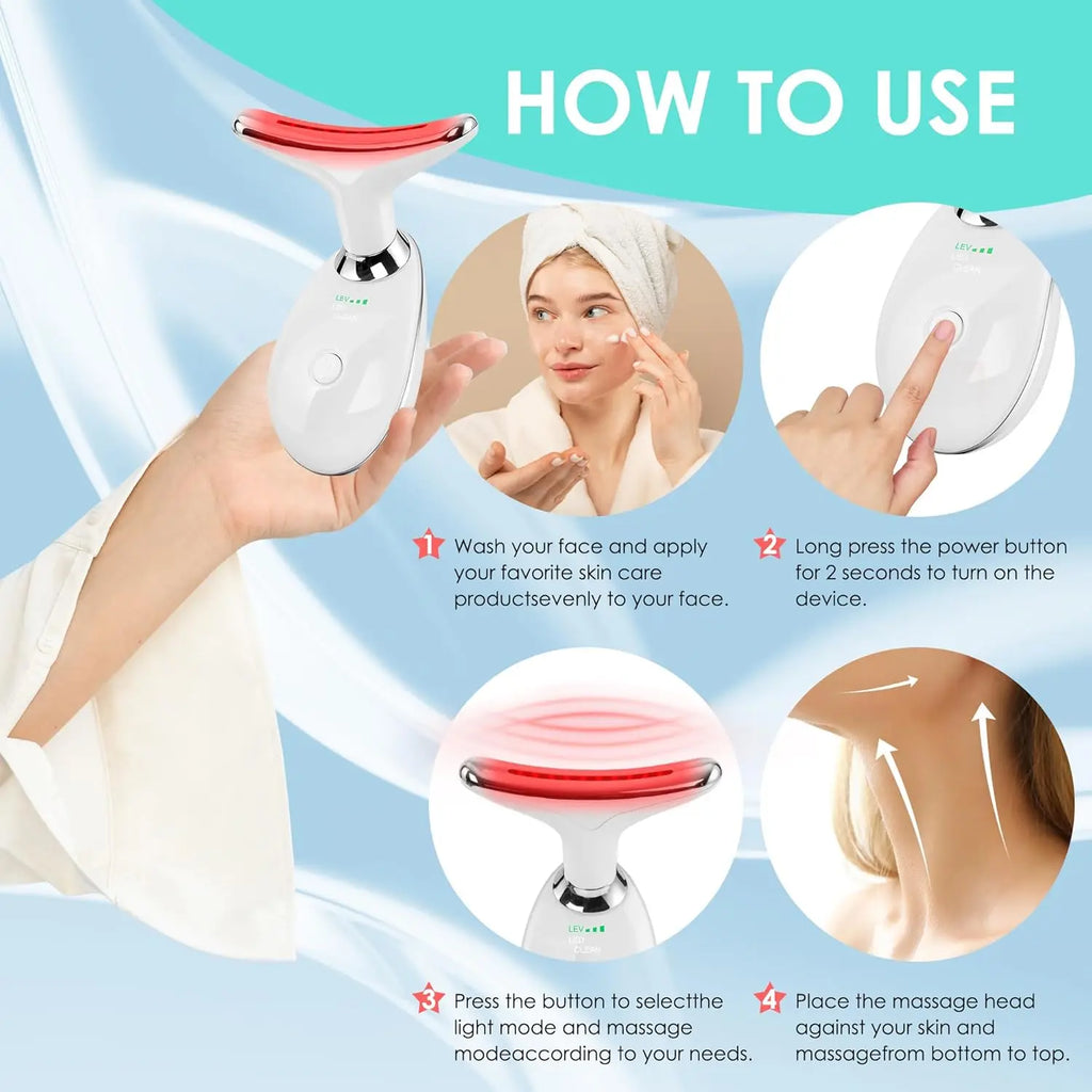 7-Color LED Red Light Facial Massager Wand for Face & Neck