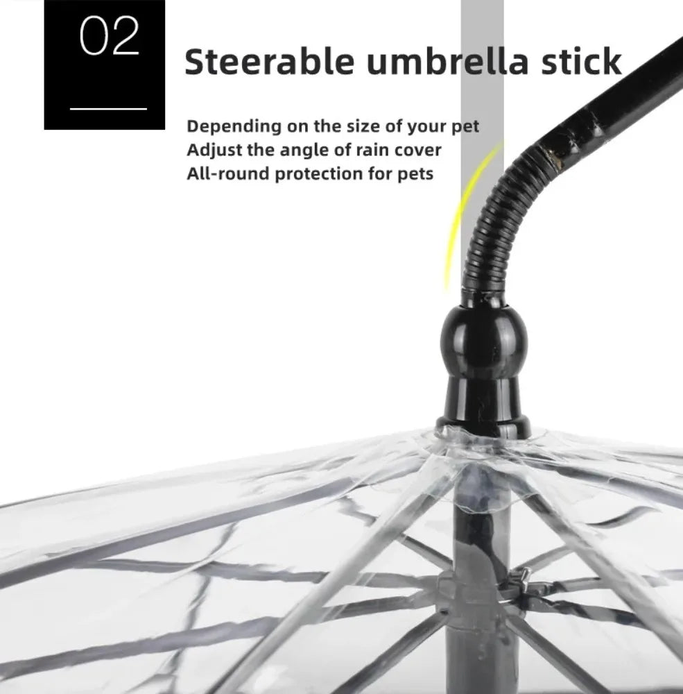 Transparent Pet Umbrella for Dogs with Detachable Leash