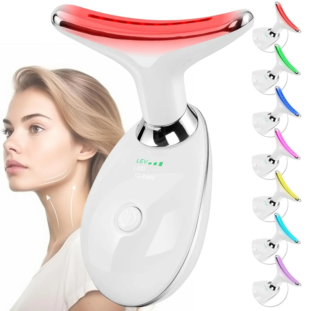 7-Color LED Red Light Facial Massager Wand for Face & Neck