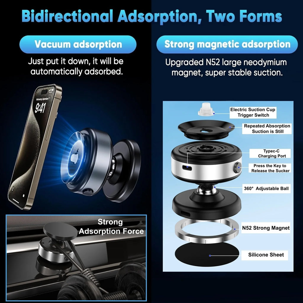 Magnetic Suction Cup Phone Mount (Vacuum Adsorption)