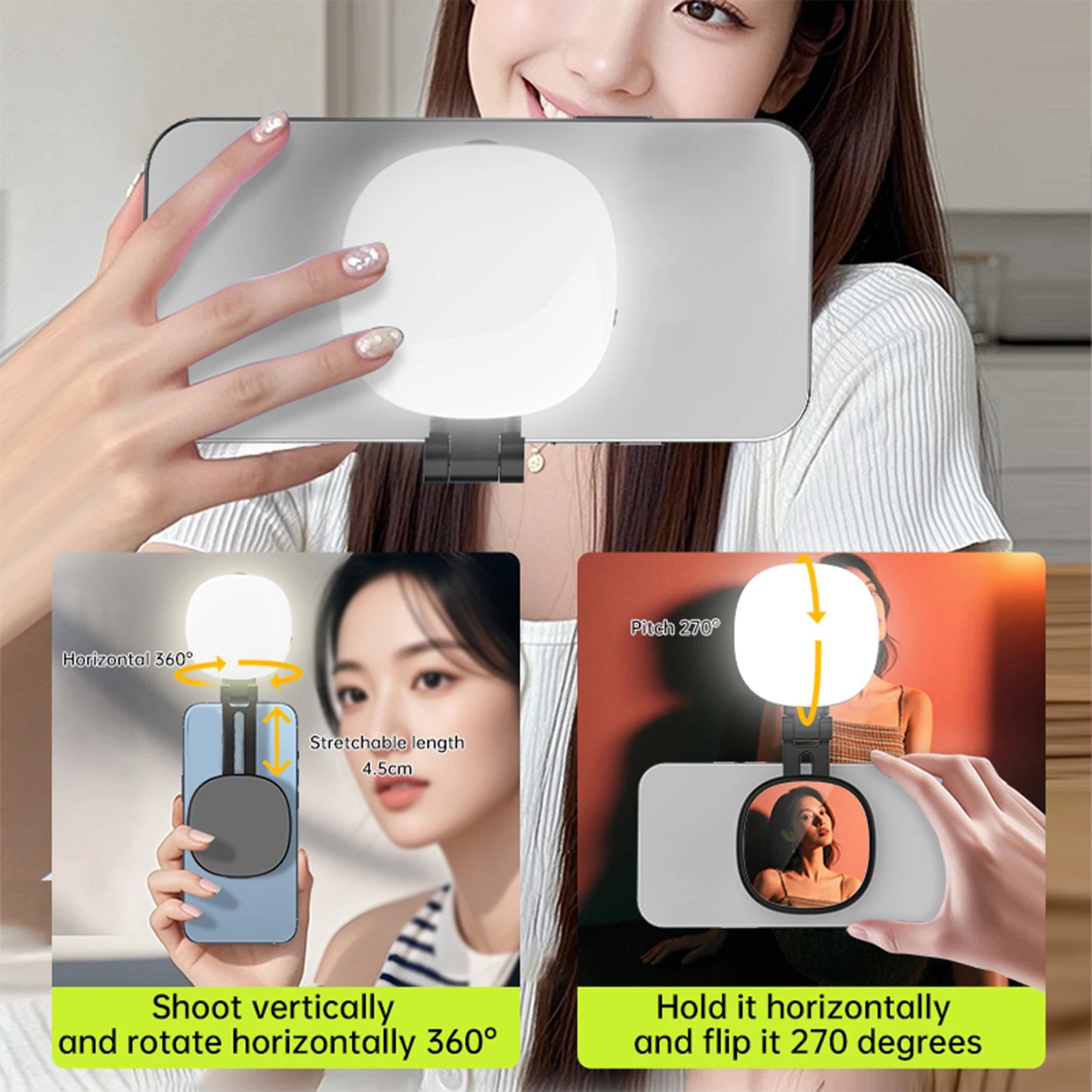 Magnetic Selfie Fill Light with Makeup Mirror