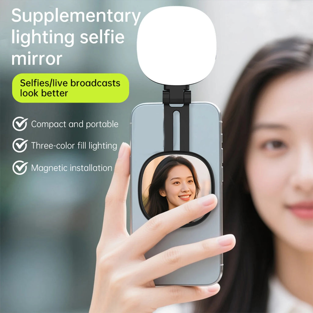 Magnetic Selfie Fill Light with Makeup Mirror