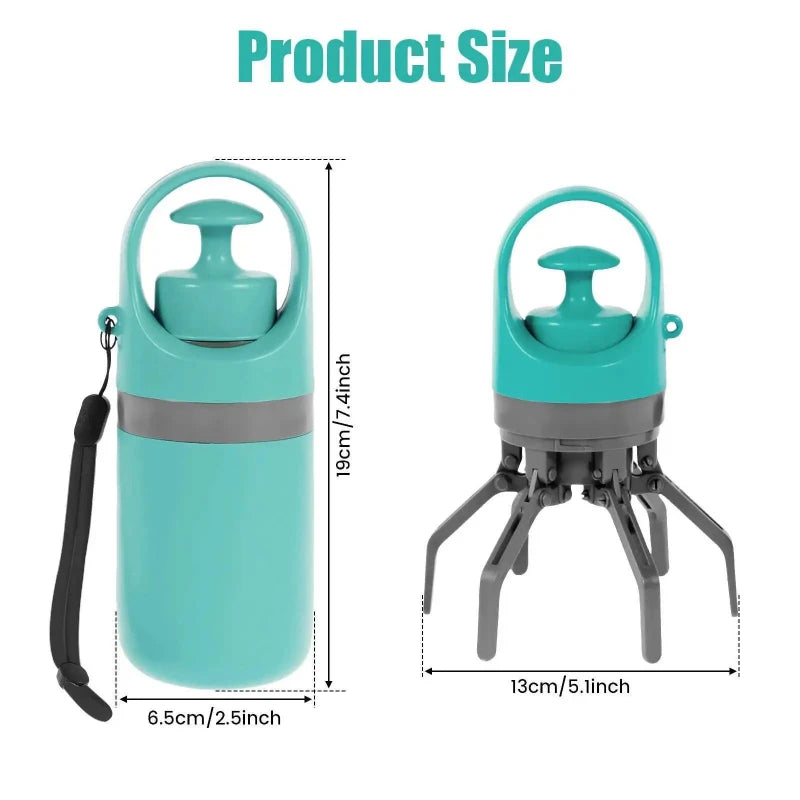Portable No-Touch Dog Pooper Scooper with Built-In Waste Bag Dispenser