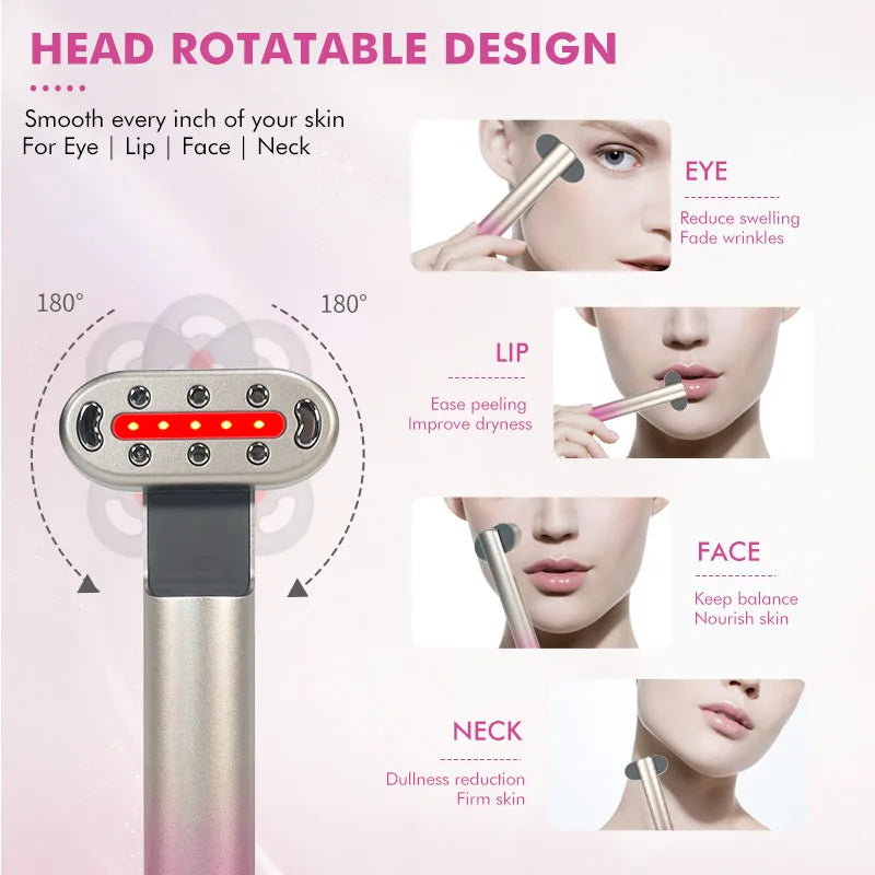 EMS Microcurrent Face Lifting Device with Red Light Therapy