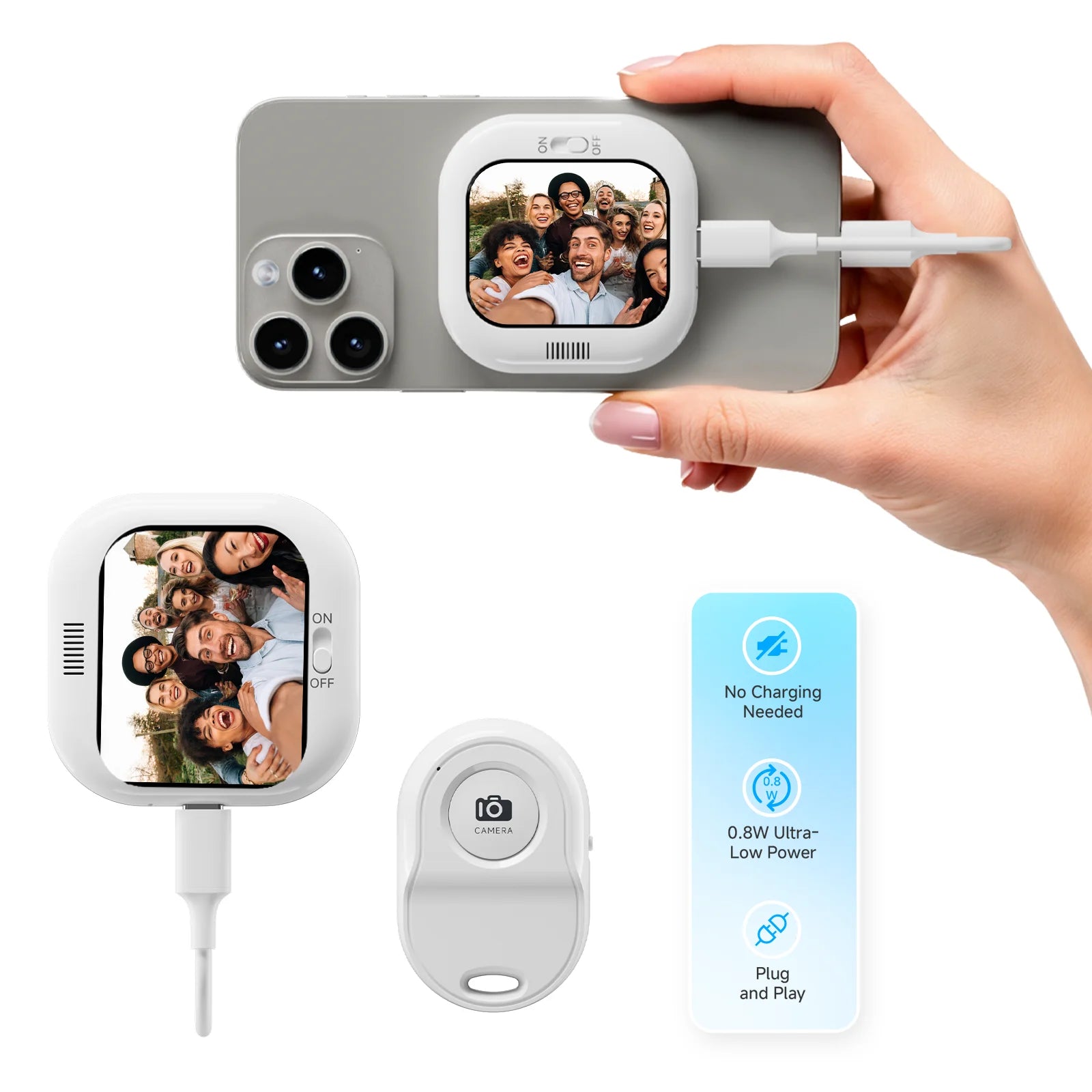 Mini Phone Selfie Display Screen for Rear Camera Vlogging