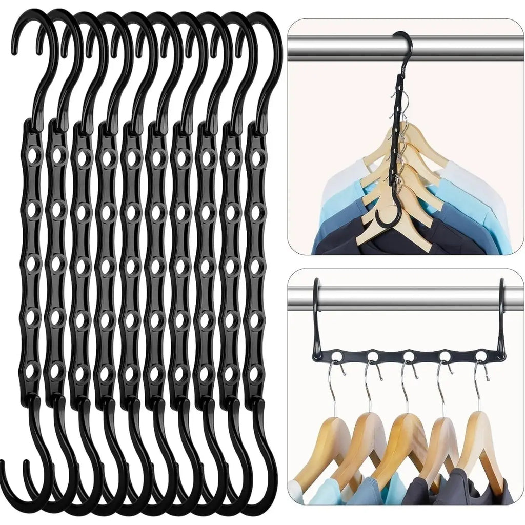Space-Saving Cascading Clothes Hangers (5-Hole Design)